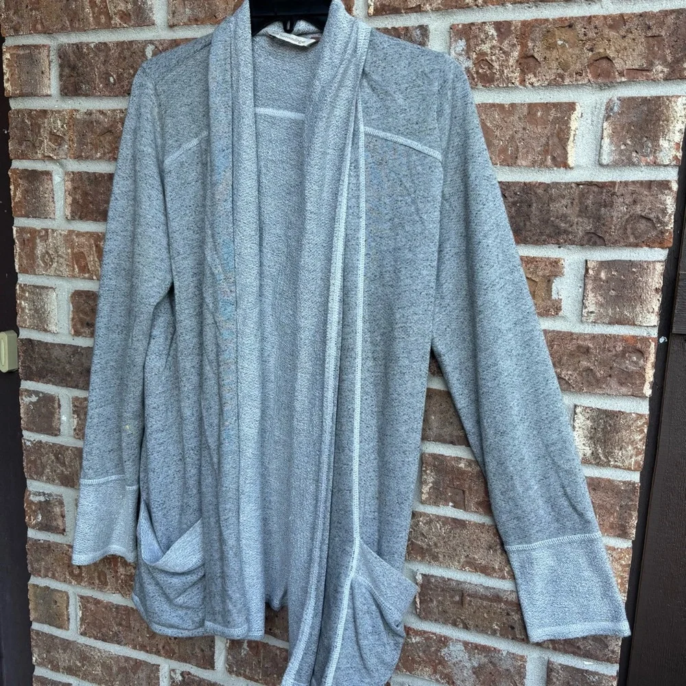 Soft Surroundings Heathered Gray Knit open front cardigan